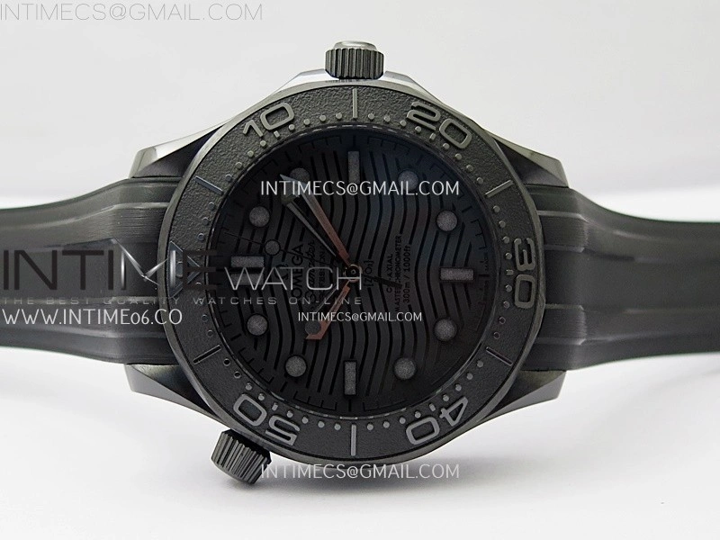 Seamaster 300m 43.5mm Black Ceramic VSF 1:1 Best Edition Black Dial on Black Rubber Strap A8806